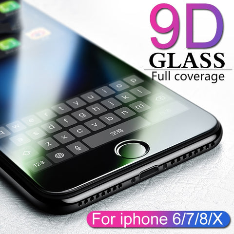 9D protective glass for iPhone 6 6S 7 8 plus X glass on iphone 7 6 8 X R XS MAX screen protector iPhone 7 6 screen protection XR